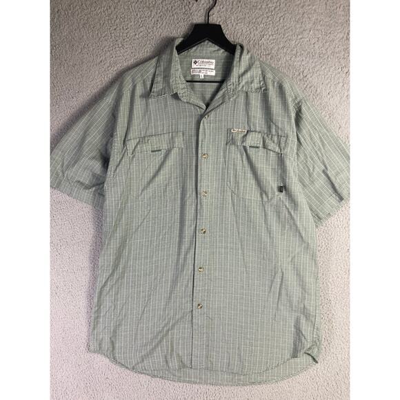 Columbia VTG Men's L Green Plaid Short Sleeve Button-Up Shirt Casual - Picture 2 of 6